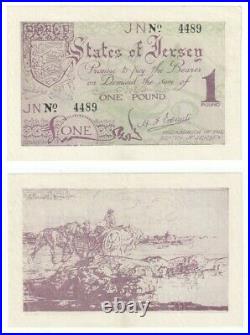 Jersey 1 Pound Banknote World War II issue 1942 BYB ref JE6 aUNC