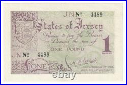 Jersey 1 Pound Banknote World War II issue 1942 BYB ref JE6 aUNC