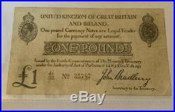 John Bradbury One pound Note 1914