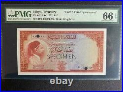 Libya 1/2 Pound 1952 P-15ct PMG Unc 66 EPQ Color Trial Specimen
