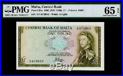 Malta One Pound 1967 (ND 1969) QEII Pick-29a GEM UNC PMG 65 EPQ