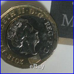 Misaligned / Mis-struck / Defective 2018 one pound £1 coin. Royal Mint Verified