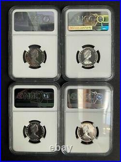 NGC Graded 1983-1986 Silver Proof Manx Town Set Isle of Man £1 One Pound PF69