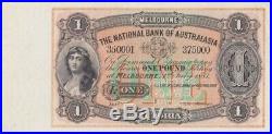 National Bank of Australasia (Melbourne) 1887 One Pound Unissued Specimen Note M