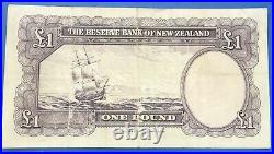 New Zealand One Pound Fleming Banknote. Rare Million Serial Number Note