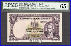 New Zealand One Pound Hanna ND (1940-55) Prefix 8/M Pick-159a GEM UNC PMG 65 EPQ