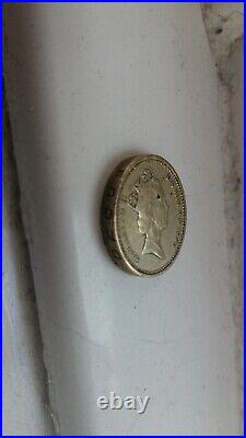 Old 1 pound coin 1996, Irish celtic, rare, defect collectable