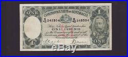 Old Commonwealth of Australia One Pound Banknote Riddle Sheehan N-775