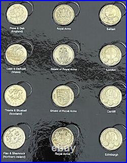 Old Round £1 Coin Album With 24 £1 Coins Include
