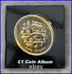 Old Round £1 Coin Album With 24 £1 Coins Include