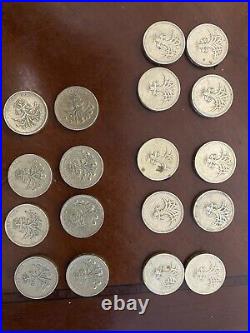 Old round 1 pound coins, job lot