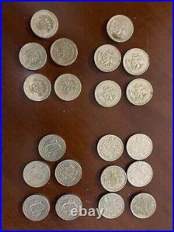 Old round 1 pound coins, job lot