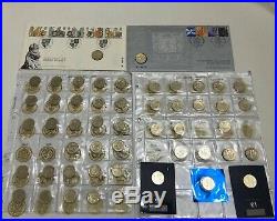 One Pound £1 Coin Open Album Complete With 45 Circulated & 5 Uncirculated Coins