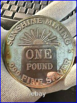 One Pound 1990 Sunshine Mining. 999 Silver Round