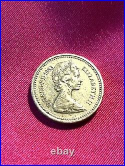 One Pound Fehlprägung Münze Queen Elisabeth II DECUS ET TUTAMEN Royal Arms 1983
