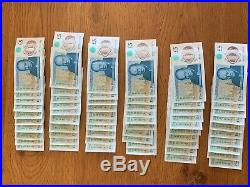 One of Every (600) A Series/Prefix English £5 Five Pound Note Released To Date