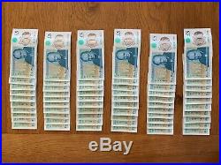 One of Every (600) A Series/Prefix English £5 Five Pound Note Released To Date