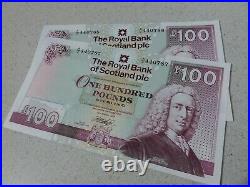 Pair Of Uncirculated Royal Bank Of Scotland One Hundred Pound Notes £100