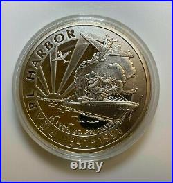 Pearl Harbor 50th Anniversary 1 One Pound. 999 Silver Round in Display Case