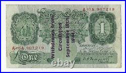 Peppiatt One Pound Banknote WWII Guernsey Overprint Sept 1941 Prefix A10A RARE