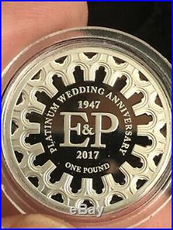 Platinum Proof One Pound Coin- Double Portrait 70th Wedding Anniversary Invest