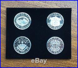Pobjoy Mint Isle Of Man Silver Piedfort 4 One Pound £1 Coin Boxed Set With COA