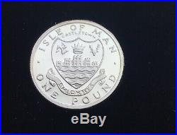 Pobjoy Mint Isle Of Man Silver Piedfort 4 One Pound £1 Coin Boxed Set With COA