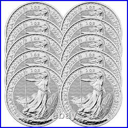 Presale Lot of 10 2022 U. K. 2 Pound Silver Britannia. 999 1 oz BU