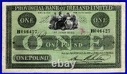 Provincial Bank of Ireland, One Pound, dated 1 July 1925. All Ireland issue. VF