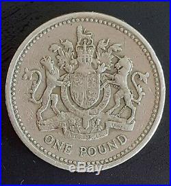 RARE 1983 Royal Arms £1 One Pound coin MINT ERROR UPSIDE DOWN WRITING