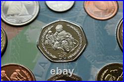 RARE ISLE OF MAN IOM SET 1 2 5 POUNDS 50 PENCE 1998 50p TT RACING SPORT COINAGE