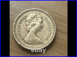 Rare 1 pound coin 1983 DECUS ET TUTAMEN Royal Coat of Arms