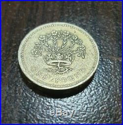 Rare 1991 FLAX PLANT AND ROYAL One Pound Coin error DECUS ET TUTAMEN up