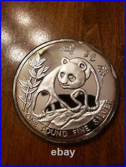 Rare 1992 Chinese Panda One Pound 12 Troy Oz. 999 Silver Medallion