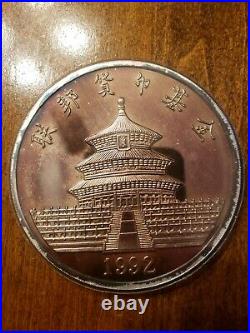 Rare 1992 Chinese Panda One Pound 12 Troy Oz. 999 Silver Medallion