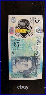 Rare CHURCHILL Polymer Five Pound Note AA 06 Serial No. £5