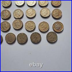 Rare Set 41 Circulated United Kingdom Round £1 One Pound Coins 1983-2015 & Bonus