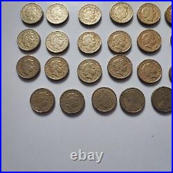 Rare Set 41 Circulated United Kingdom Round £1 One Pound Coins 1983-2015 & Bonus