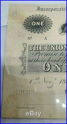 Rare The Union Bank Of Scotland One Pound Proof Banknote 1865 Very Fine