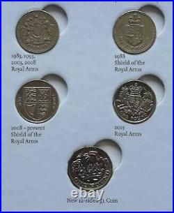 Round Pound COMPLETE Set UK £1 coins Royal Mint album + BUNC Last Round Pound