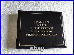 Royal Mint 1984-1987 Silver Proof Piedfort £1 One Pound Coin Set Boxed/coa