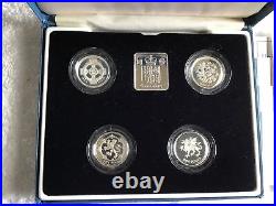 Royal Mint 1994-1997 Silver Proof Piedfort £1 One Pound Coin Set Boxed & Coa