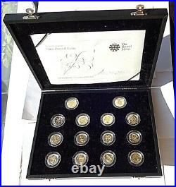 Royal Mint 2008 25th Anniversary One Pound 14 Coin Silver Proof Collection COA