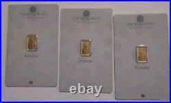 Royal Mint 3×1g Britannia Gold Bars 999.9 Lot2