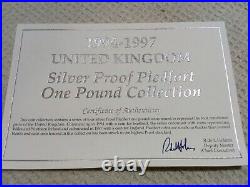 Royal Mint Sterling Silver Proof £1 Piedfort Coin Set 1994 1997 All COA