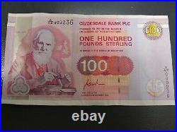 Scottish One Hundred Pound Note £100 Clydesdale Bank 1996 Lord Kelvin