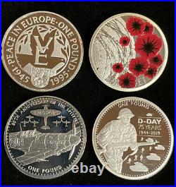 Silver £1 Coin Collection One Pound Rare Spitfire D VE Day Battle Britain Poppy