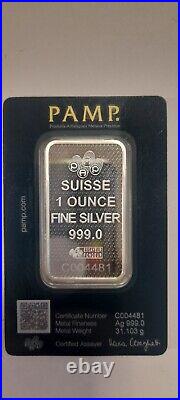 Silver 1oz Bars × 2 PAMP 45 Anniversary Lady Fortuna Lot2