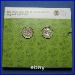 Simply Coins 2013 ENGLAND AND WALES BU 1 ONE POUND COINS IN ROYAL MINT PACK