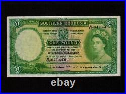 Southern RhodesiaP-17,1 Pound, 1955 Central Africa Currency Board QEII VF+